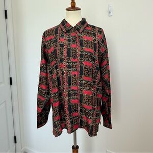 Vintage Anna and Frank Leopard Silk Blouse Size L